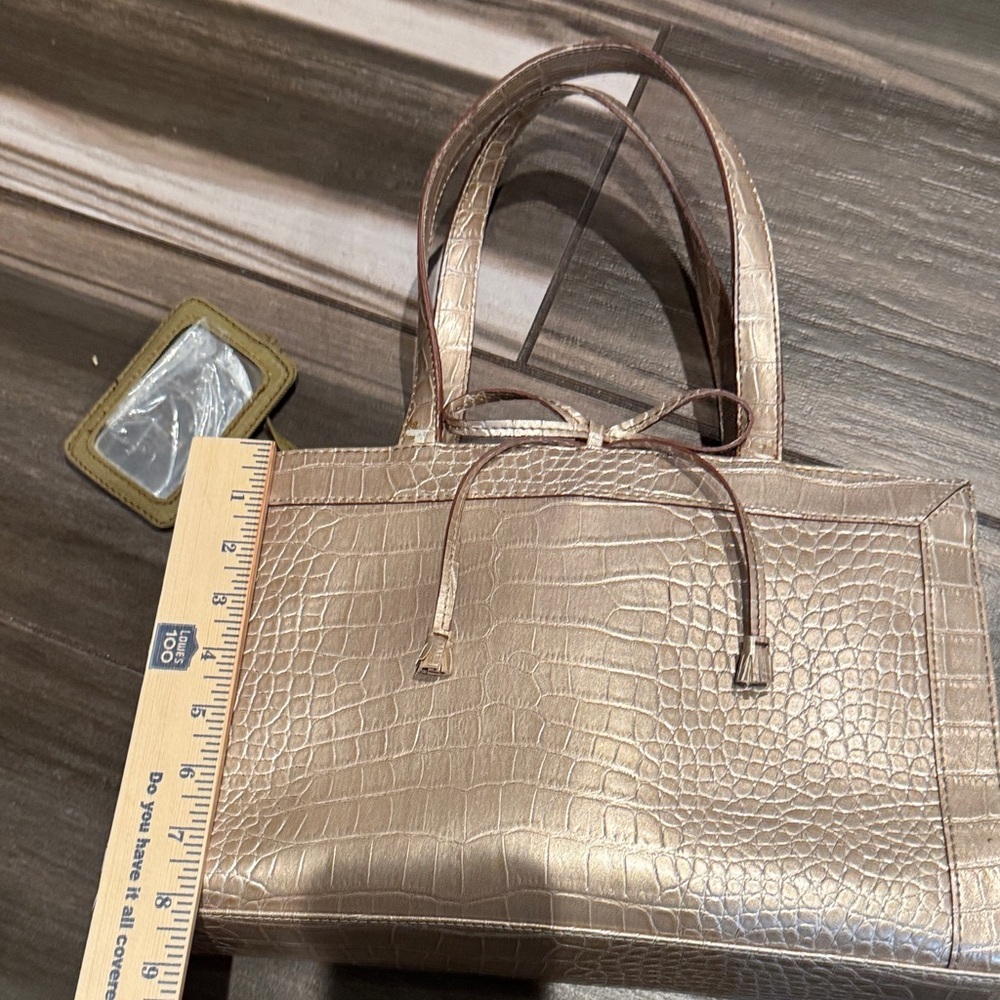 Liz Claiborne Metallic Crocodile Embossed Tote